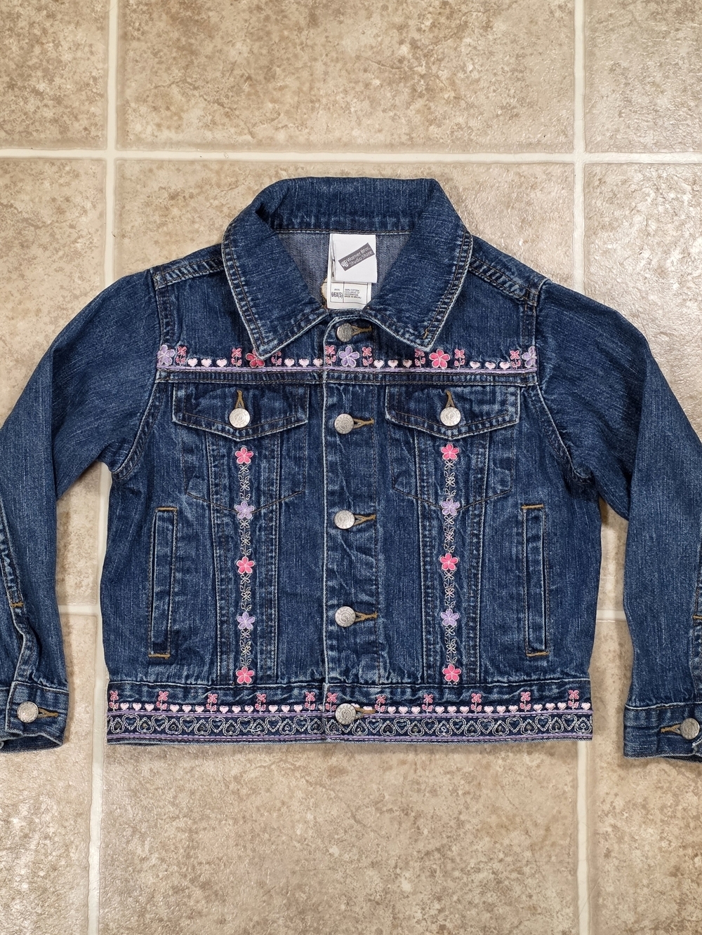 Y2K Tweety Bird Denim Jacket Kids 6/6X Embroidered Warner Bros